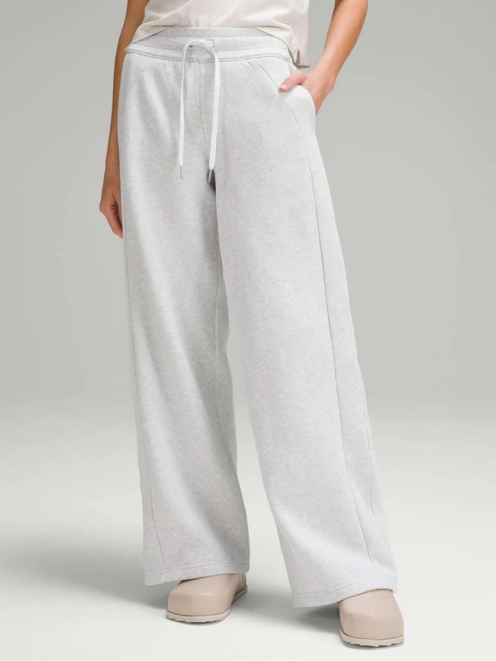 Lululemon Scuba Mid Rise Wide-Leg Sweatpants - Light Gray